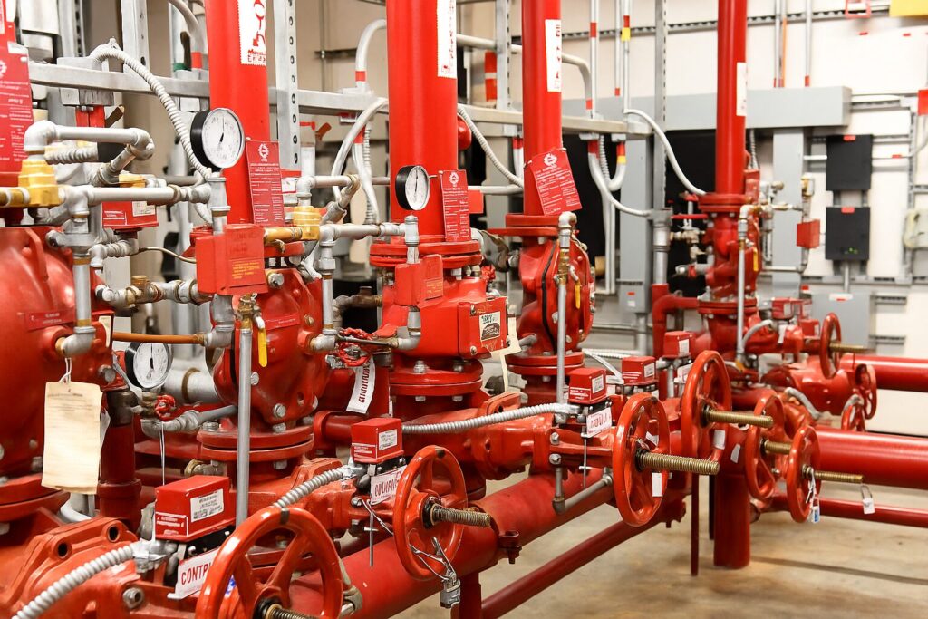 Modern fire suppression system setup, RTek Fire Solutions.