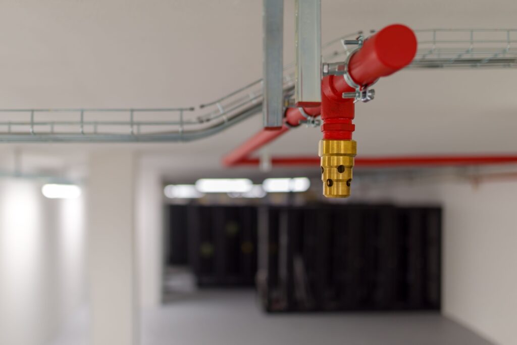 Clean agent fire suppression system in ceiling, RTek Fire Solutions.