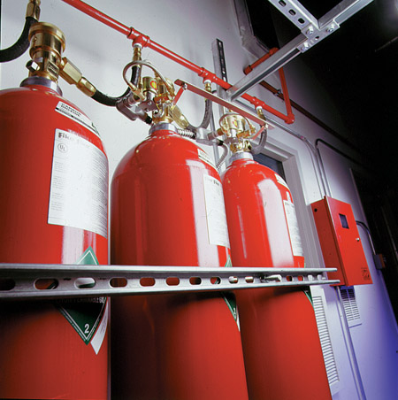 Fire suppression system pipes connected to tanks, RTek Fire Solutions.