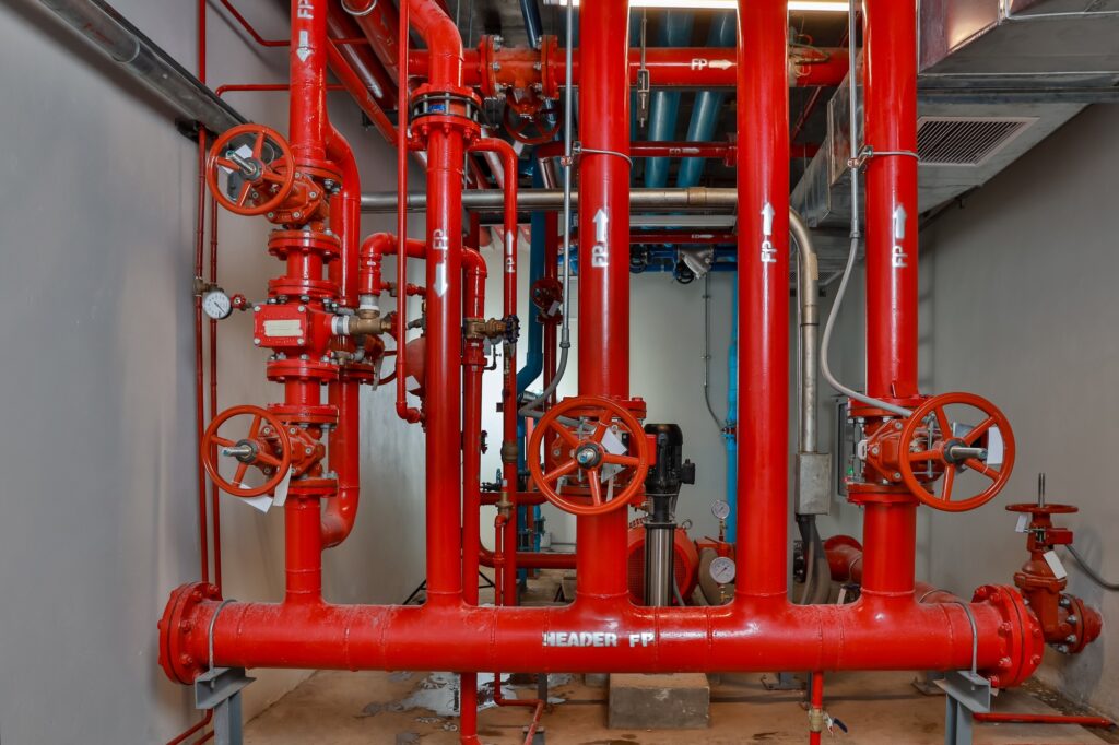 Room fire suppression system with alarm check valve, RTek Fire Solutions.